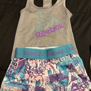 Reebok Gray and Purple Tank with Colorful Shorts